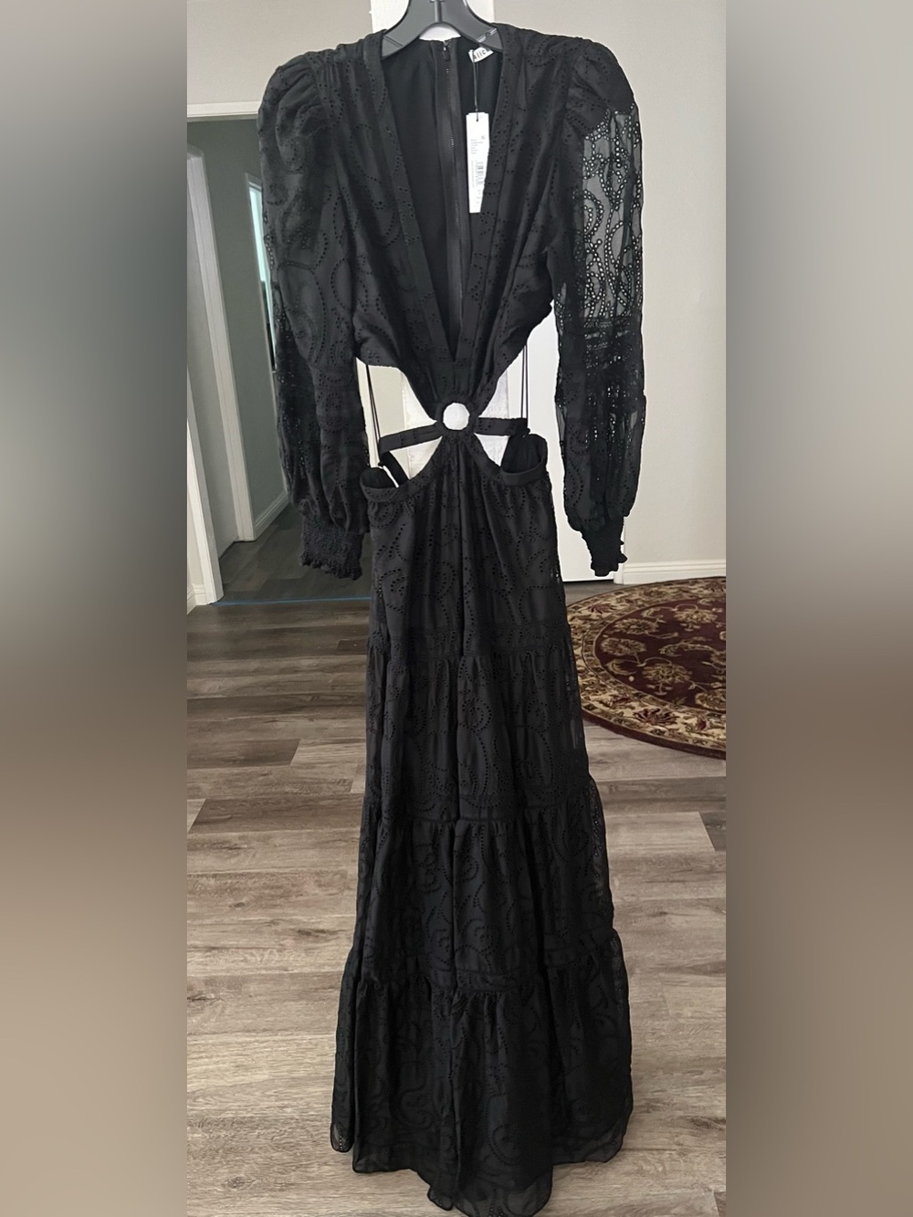 Alice + Olivia Patricia Tiered Ruffle Maxi Dress In Black.